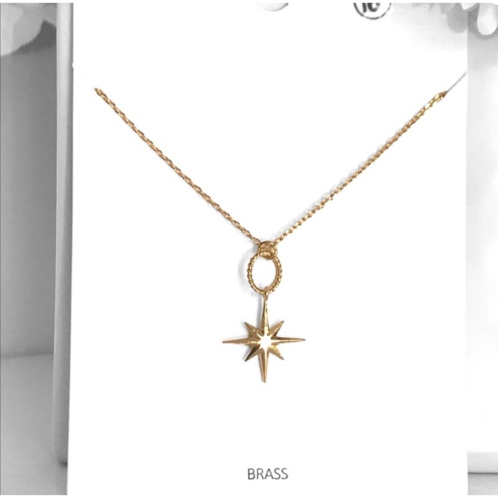 1 LEFT! Starburst Dangle Dainty Women’s Cute Gold Toned Everyday Necklace - Picture 2 of 5